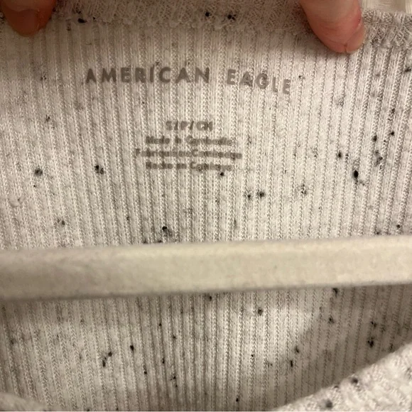 American Eagle Speckled Cream Long Sleeve Top - Picture 4 of 5